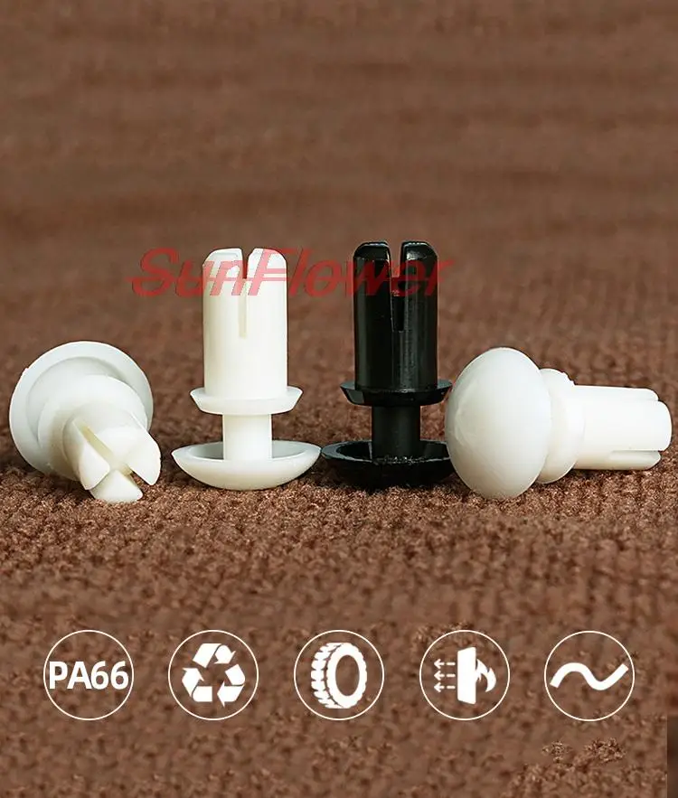 

Nylon Plastic R Type Expansion Rivet Nut Buckle Clip PC Board Rivet Fastener Black White 2.1/2.7/3.1/3.6/4.1/5.1/6.1mm