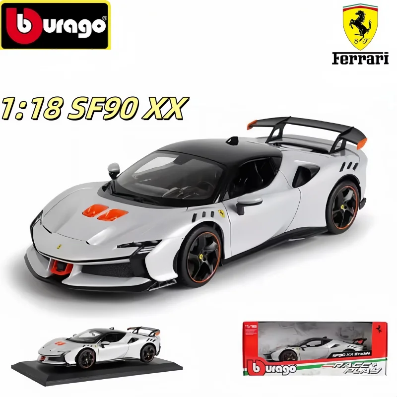 Bburago 1:18 Ferrari SF90 XX Stradale Bianco CarModel миниатюрная литая под давлением модель из сплава