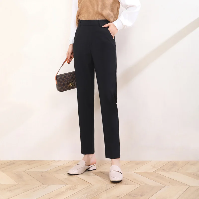 2023 New Fashion Women Casual Spring Summer Trousers Solid Ladies Cotton Linen High Waist Pants