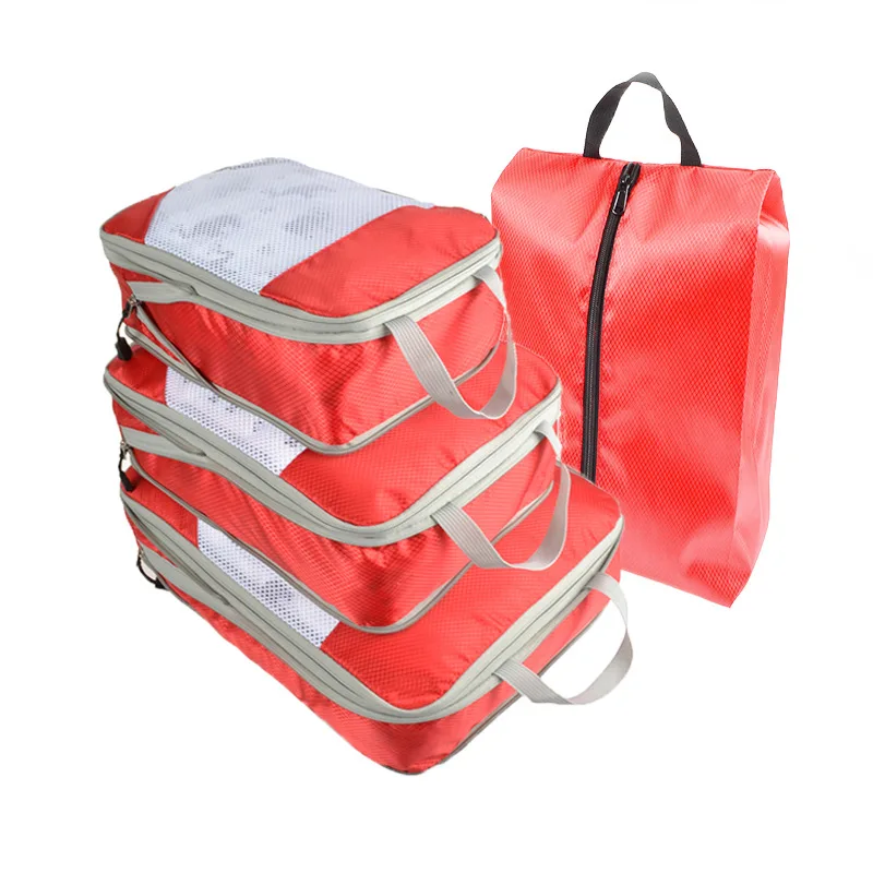

Дорожная компрессионная упаковка для кубиков, портативный органайзер для багажа, сумки для хранения, сумки для обуви с сеткой, легкая складная сумочка