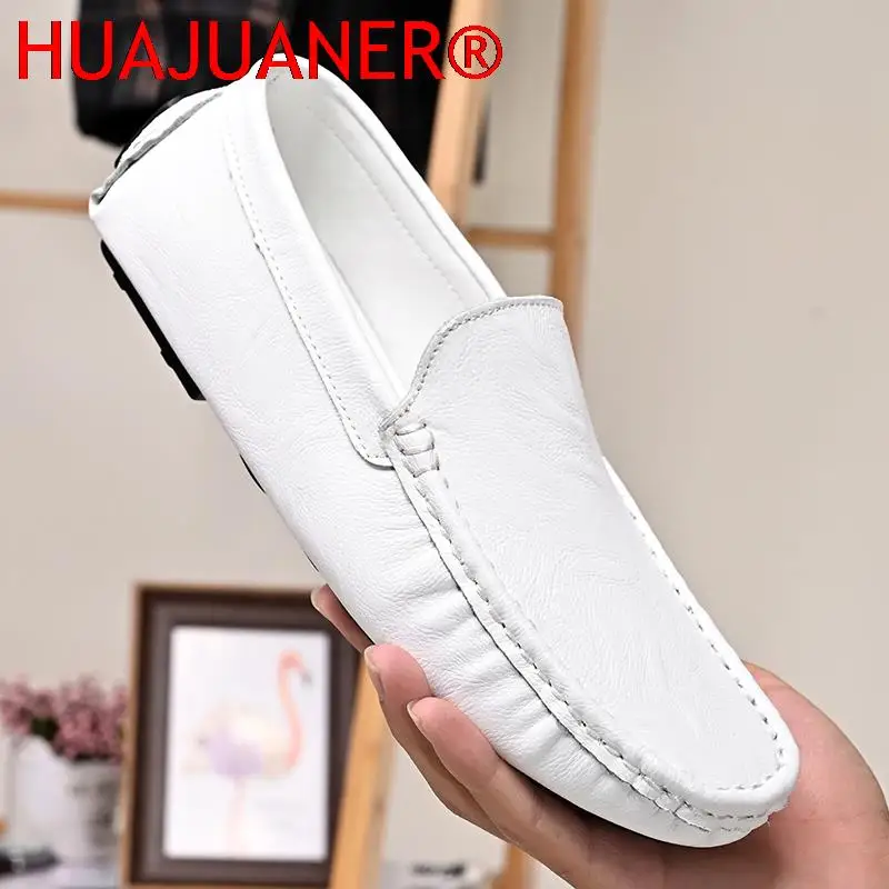 

Men Loafer Shoes split Leather Slip-On White Sneakers Male Casual Brand Spring Men Loafers Driving Shoes Mocassin Zapatos Hombre