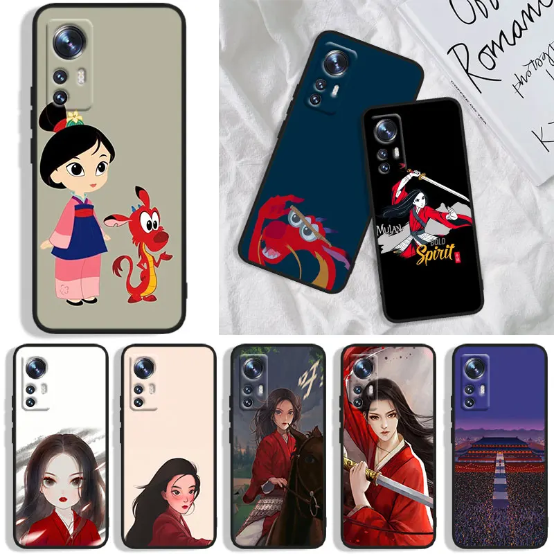 Mulan cartoon Phone Case For Xiaomi Mi A1(5X) A2(6X) A3(CC9E) Play Mix 3 8 9 9T Note 10 Lite Pro SE Black Funda Cover Soft Capa
