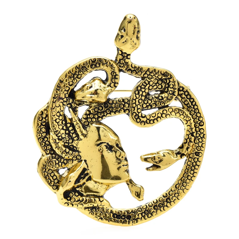 

Wuli&baby Vintage Snake Lady Brooches For Women Unisex 2-color Tales Figure Medusa Party Causal Brooch Pin Gifts
