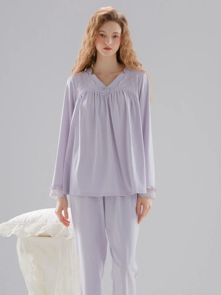 Chenxiyuanchuang дизайн ретро дворцовые пижамы женские 2024 осенне-зимний тонкий комплект