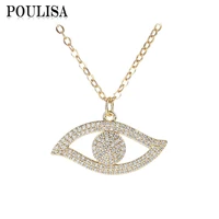 poulisa new trend elegant clean cubic zircon eye statement necklaces pendants golden color unique women necklace with chain