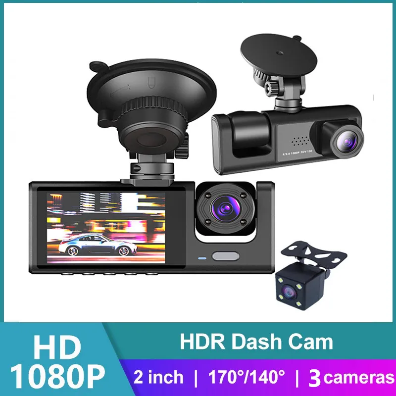 Купи Car Video Recorder 3 In 1 Fhd 1080p 3 Cameras Car Dvr Dash Cam Rear View Camera 2 Inch Screen Car Recorder Registrar Black Box за 2,258 рублей в магазине AliExpress