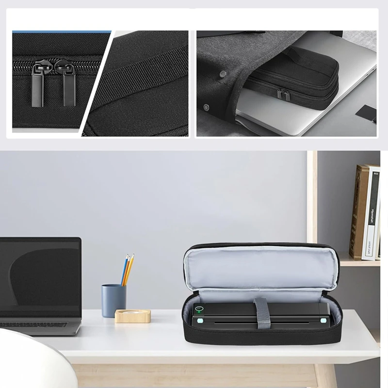 Portable Printer Case For Phomemo M08F Itari M832 JADENS Aixiqee MUNBYN Double-Layers Mobile Storage Bag