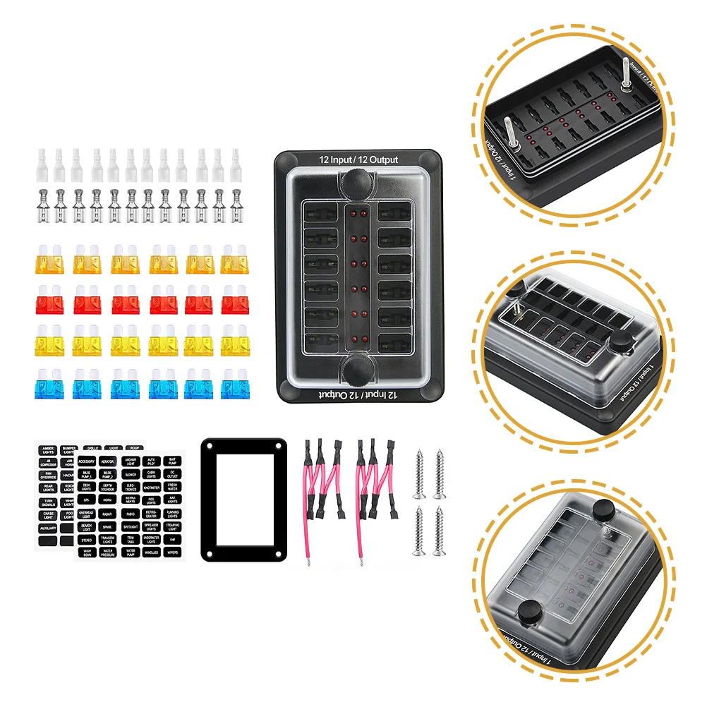 

12 Road Fuse Box Marine Block Waterproof Distribution Automotive Fuses Car