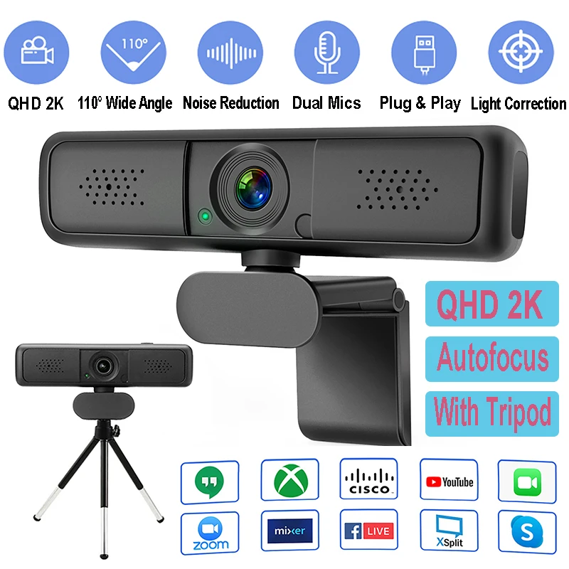 

2022.Home Pixels QHD PC 2K Webcam Autofocus USB Web Camera Laptop Desktop For Office Meeting Home With Mic HD 1080P Web Cam