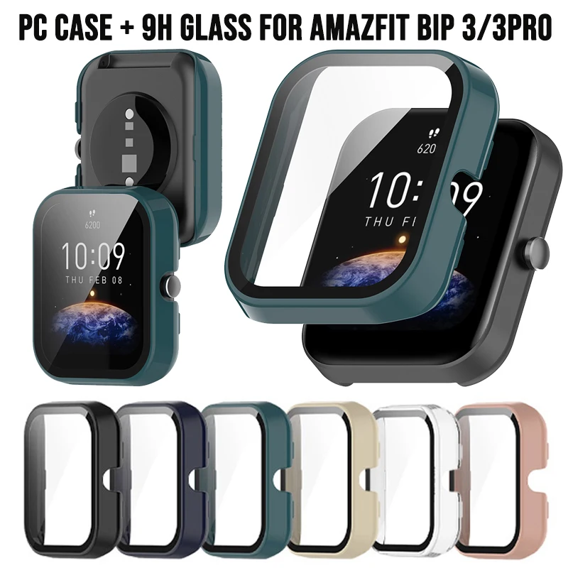 

PC Case+9H Glass for Amazfit Bip 3 pro Smart Watch Screen Protector Bumper Frame Case for Huami Amazfit bip 3 pro Case Glass