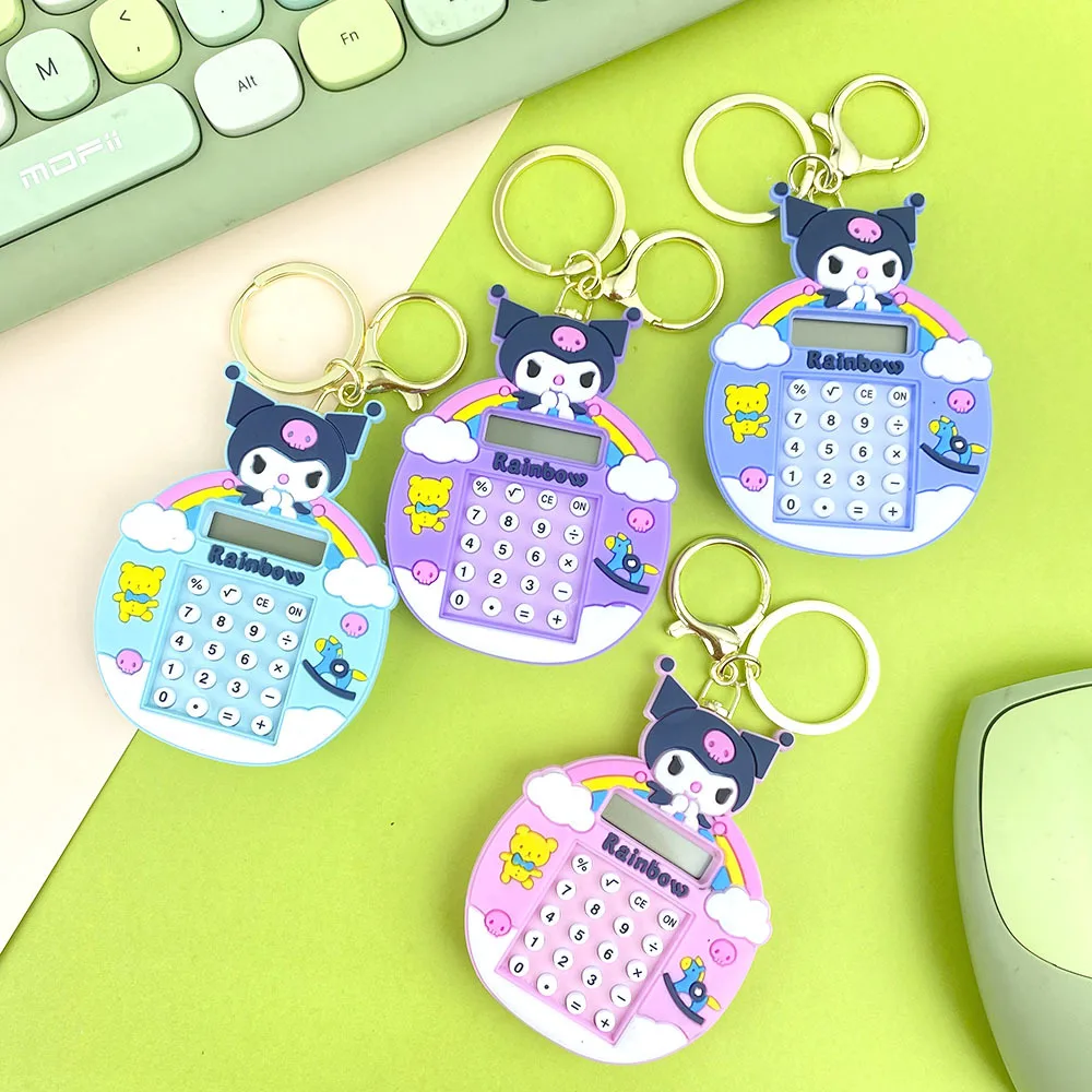 

New Kawaii Sanrio Kuromi Calculator Cartoon Anime Keychain Mini Backpack Pendant Bead Maze Game Accessories Kids Toy Girl Gifts