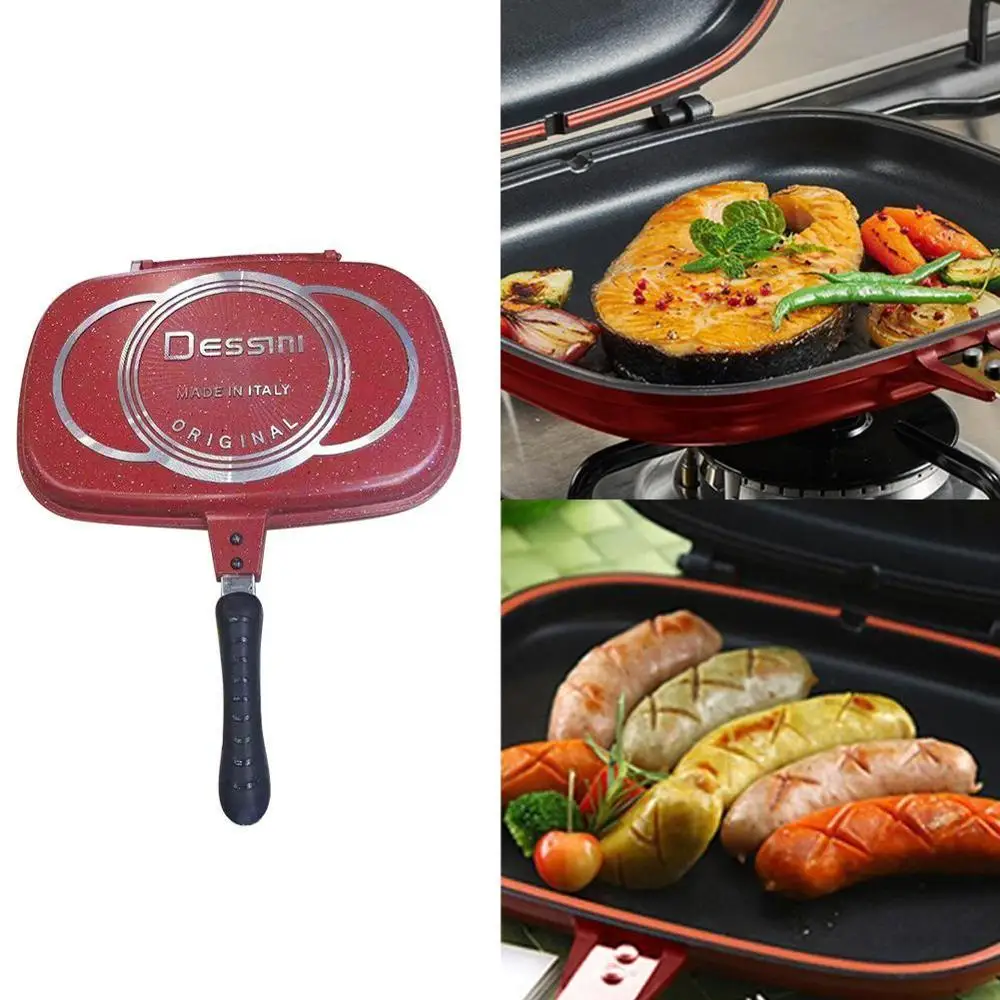 

32cm Double-Sided Frying Pan Non-Stick Barbecue Tool Cookware Dubbelzijdig Koekenpan Spuitgieten for Home