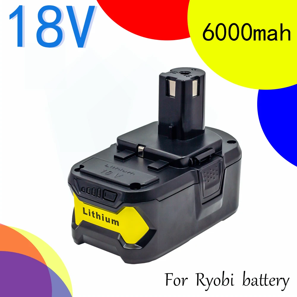 

18V 6000mAh Li-ion Rechargeable Battery for Ryobi ONE+ Cordless Power Tool BPL1820 P108 P109 P106 P105 P104 P103 RB18L50 RB18L40