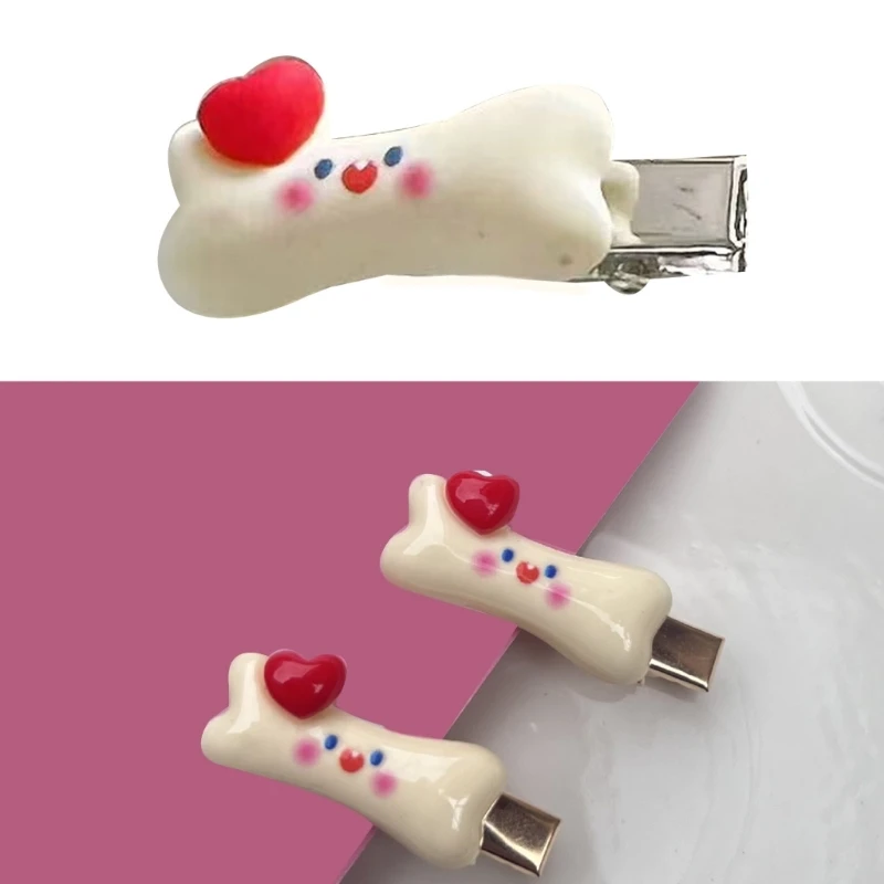 

MXMB Beige Color Heart&Bone Shape Duckbill Hair Clip Spring Summer Hair Clip for Woman Girls Taking Photo Shopping Non-slip