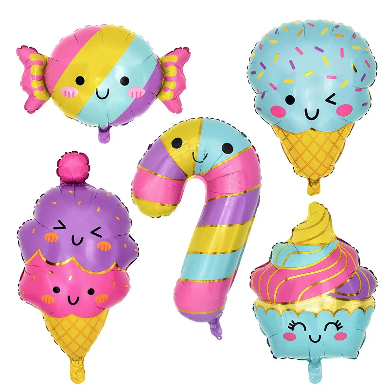 

1pc Candy Dessert Series Cartoon Ice Cream Cane Shape Aluminum Foil Ballon Kids Birthday Party Decoration Baby Shower Supplies