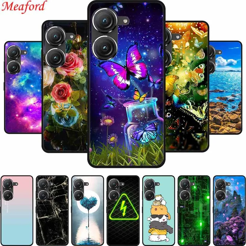 Funda For Asus Zenfone 10 Back Cover Case Fashion Marble Black Silicone Soft Case For Asus Zenfone 9 10 10z Phone Case Zenfone10
