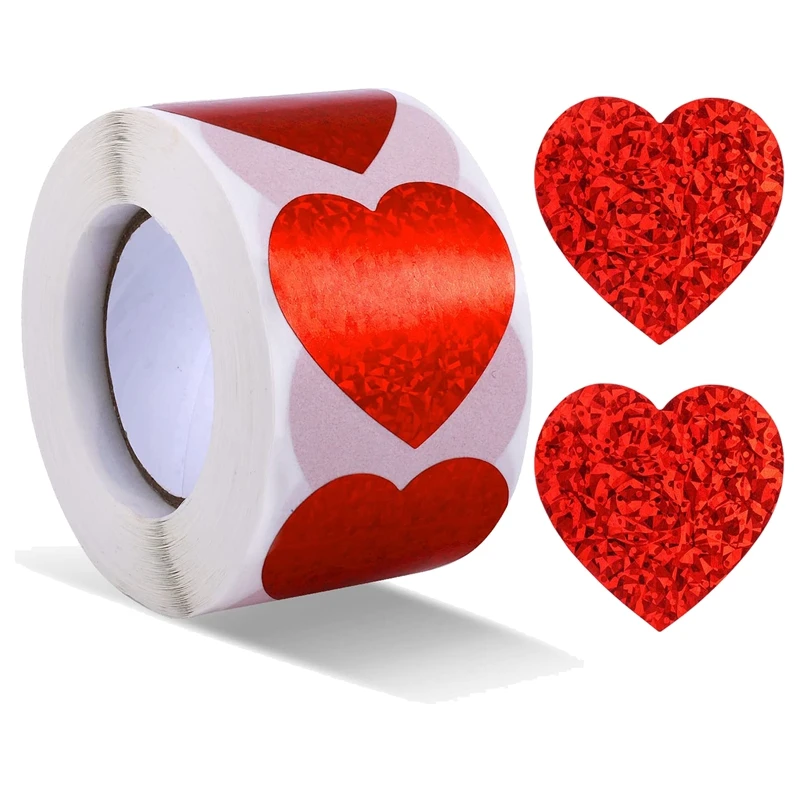 

500Pcs 1.5 Inch Heart Stickers Heart Scrapbook Sticky Love Self Adhesive Labels For Valentine's Day,Wedding,Party(Red)