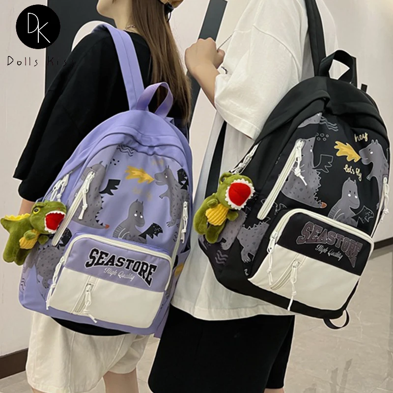 

Cartoon Cute Girl School Bag Dinosaur Printing Women Backpack Lager Capacity Bag Waterproof Female Backpack Travel Backpack