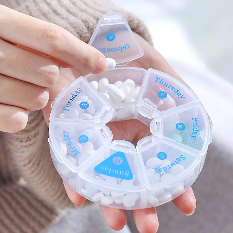 

1Pcs 7 Days Pill Case Plastic Medicine Box Pillbox Dispenser Portable Travel Vitamin Box Organizer Pill Dispenser Container