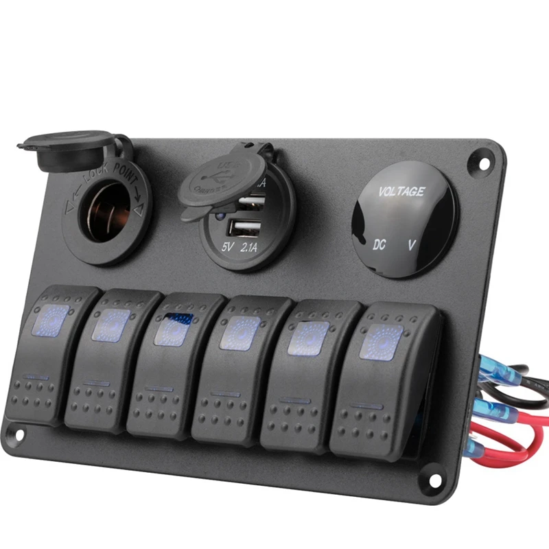 6-бандовая морская панель кулисного переключателя водонепроницаемая 12 В