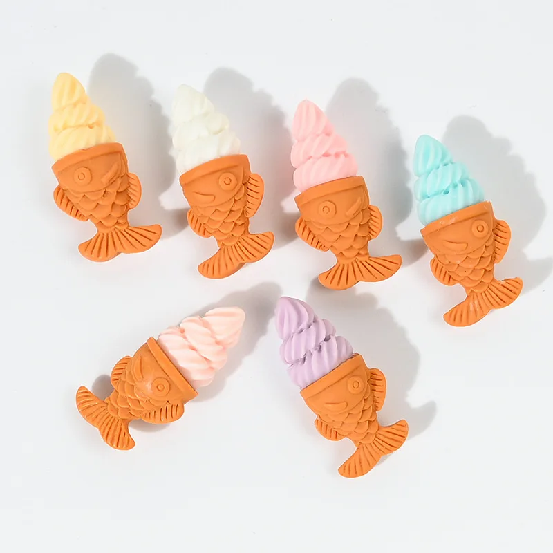 

10pcs Kawaii Resin Fish Ice Cream Flatback Miniature Accessories Cabochons Scrapbook Supplies Charms Jewelry Decoration Crafts