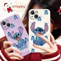 stitch disney cute art phone case for apple iphone 13 12 mini 11 xs pro max x xr 8 7 6 plus se 2020 liquid rope cover