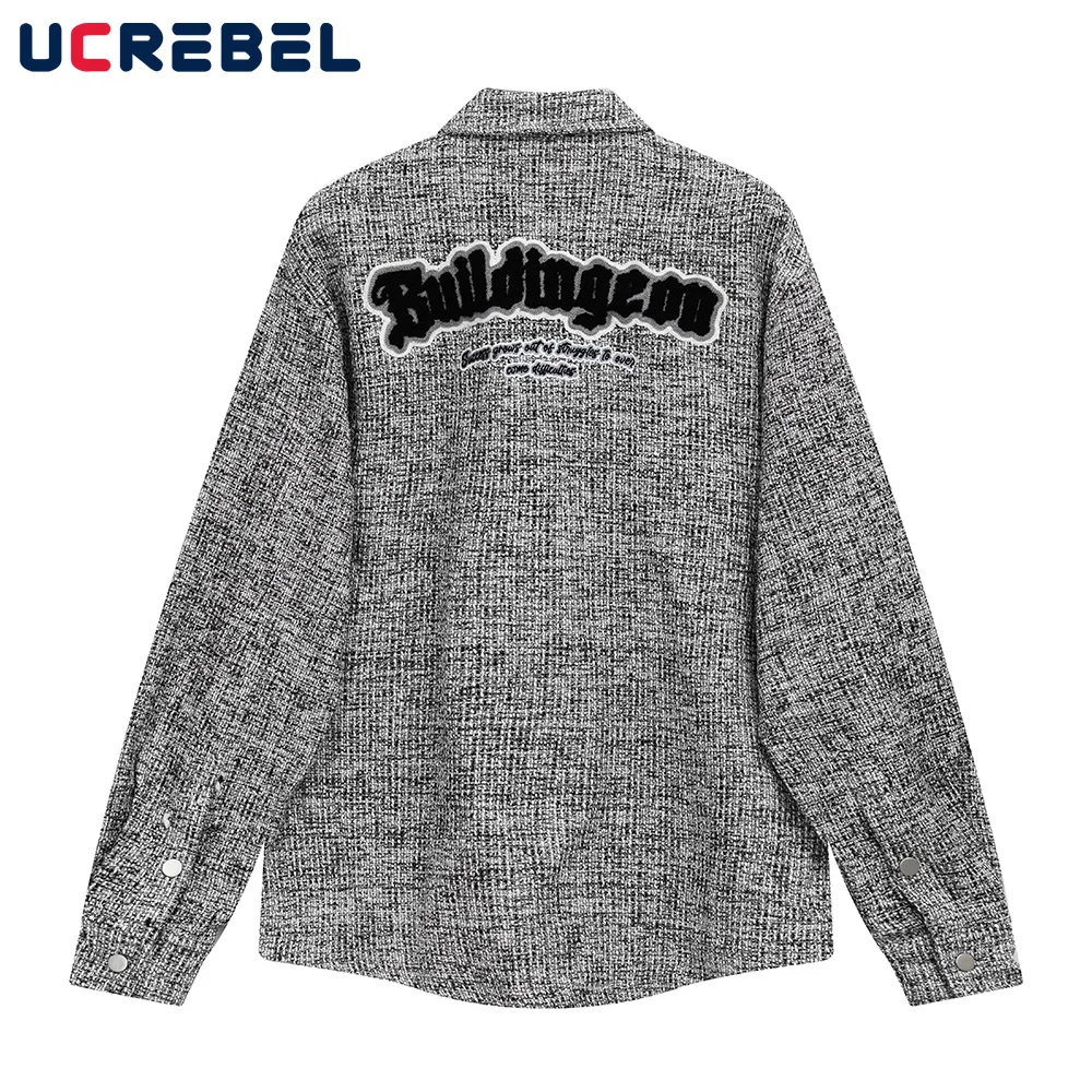 

Рубашка мужская с длинным рукавом, свободный однобортный Кардиган с вышивкой надписью, хлопковая верхняя одежда в стиле ретро, осень