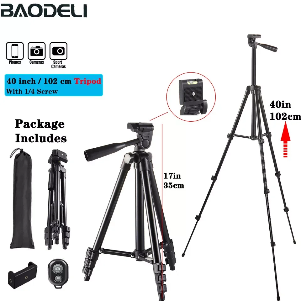 

2023 Camera Phone Tripod Selfie Stand Portable AdjustableStand Mount Smartphone Holder Clip Control Live Video Youtube Photograp