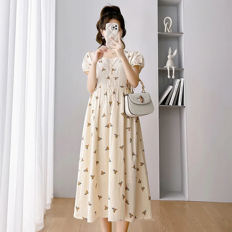 

Женское летнее платье в японском стиле с цветочным принтом