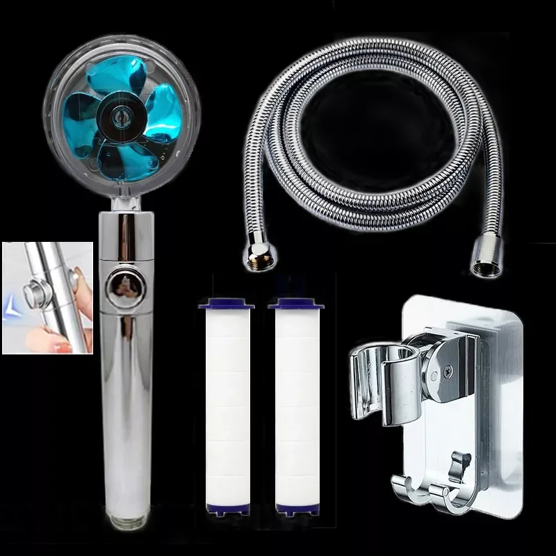 

High Pressure 360 Rotated Shower Head Set Bathroom Handheld Turbocharged Pressurized Massage Rainfall Sprayer Shower Nozzle