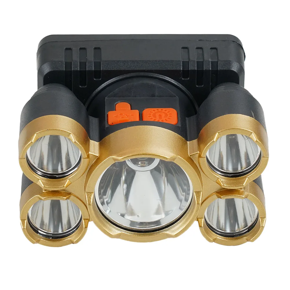 

5LED Multifunction Waterproof XPE + COB USB Recharge Headlight Head Torch Super Bright Head-mounted Outdoor Long-range Flashligh