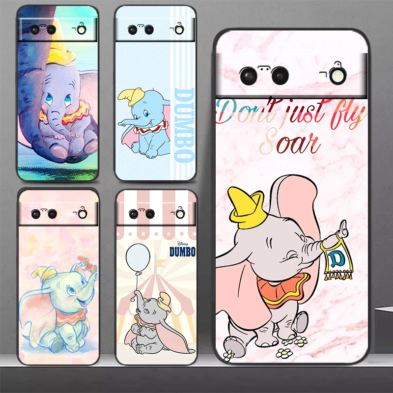 

Pet big ear elephant Dumbo Cute Phone Case For Google Pixel 7 6 Pro 6A 5A 5 4 4A XL 5G Black Soft Cover Fundas Coque Capa