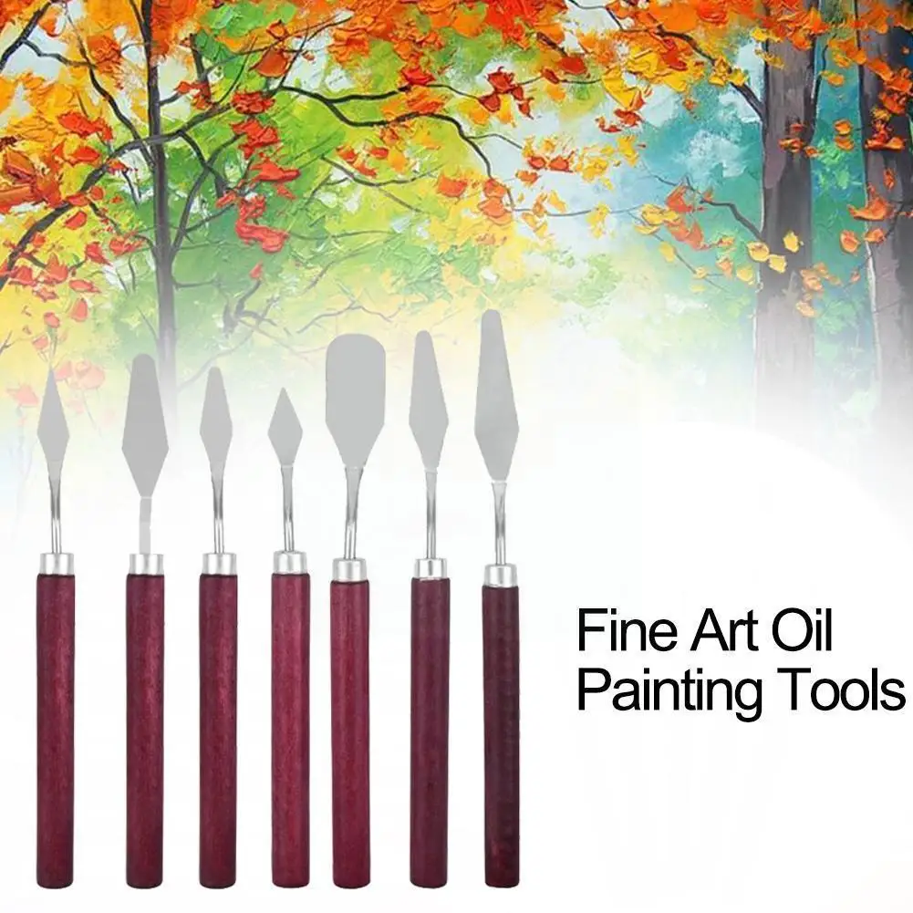 

7pcs/set Steel Spatula Kit Palette Gouache Supplies For Oil Painting Knife Fine Arts Painting Tool Set Flexible Blades H6r8