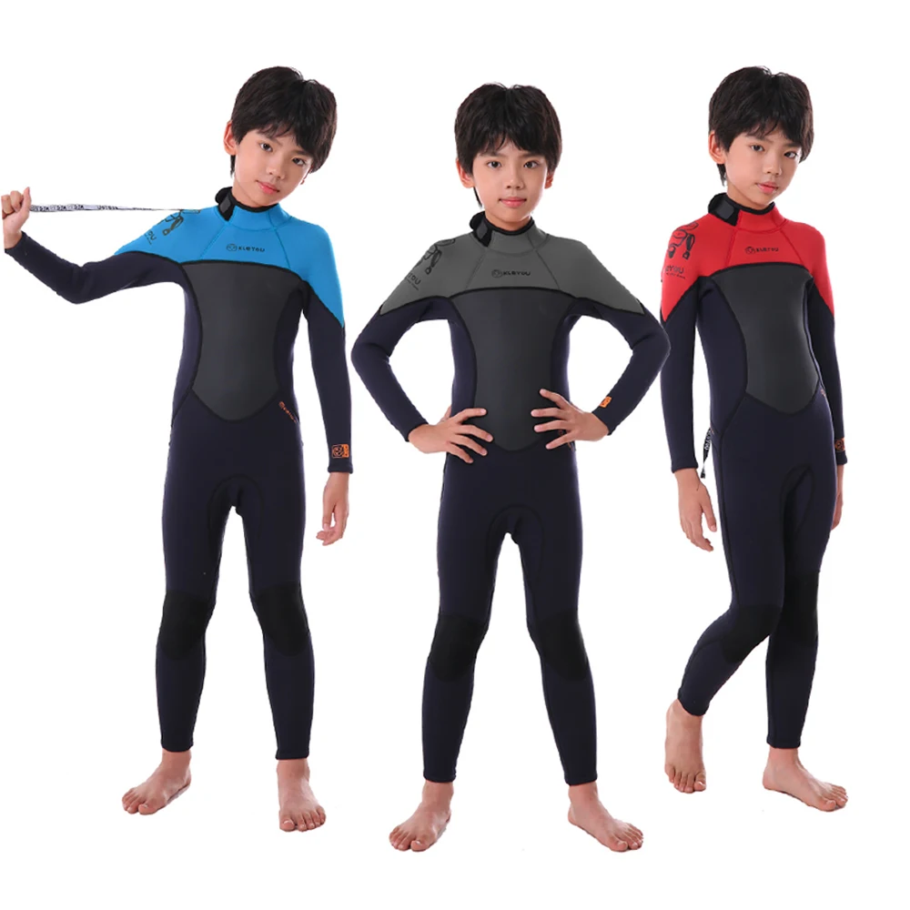 

Неопреновые гидрокостюмы 2,5 мм, детские купальники, костюмы для дайвинга с длинным рукавом для девочек и мальчиков, детские спортивные топы ...