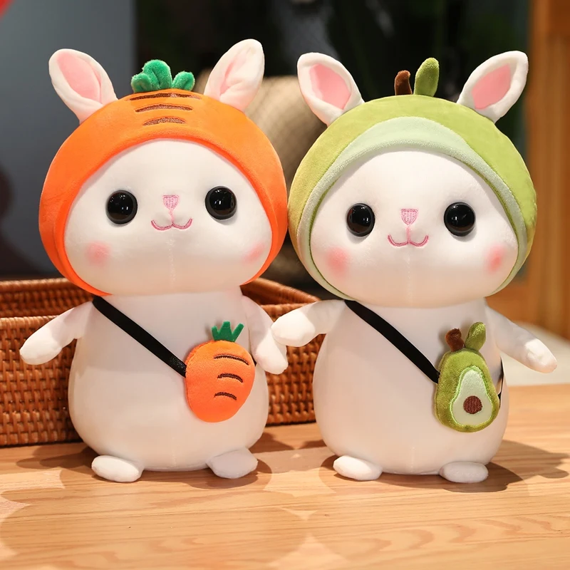 

Kawaii Carrot Rabbit Plush Pillow Fruit Bunny Dolls Stuffed Soft Animal Cushion Girls Kids Birthday Xmas Gifts