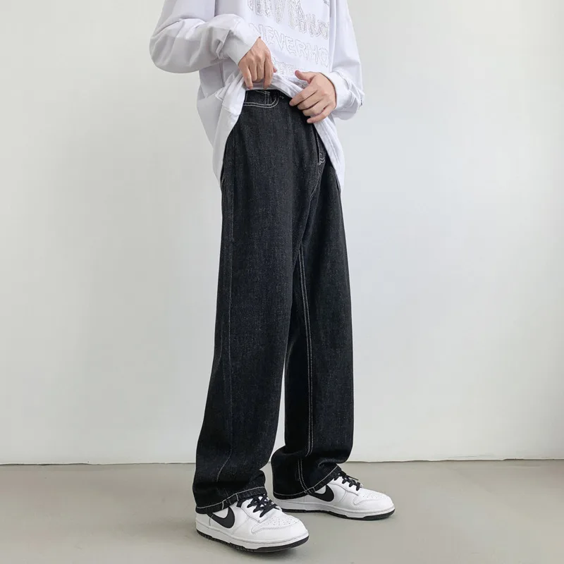 Blue Black Baggy Jeans Men Fashion Casual Straight Jeans Men Streetwear Hip Hop Loose Wide Leg Denim Pants Mens Trousers S-2XL