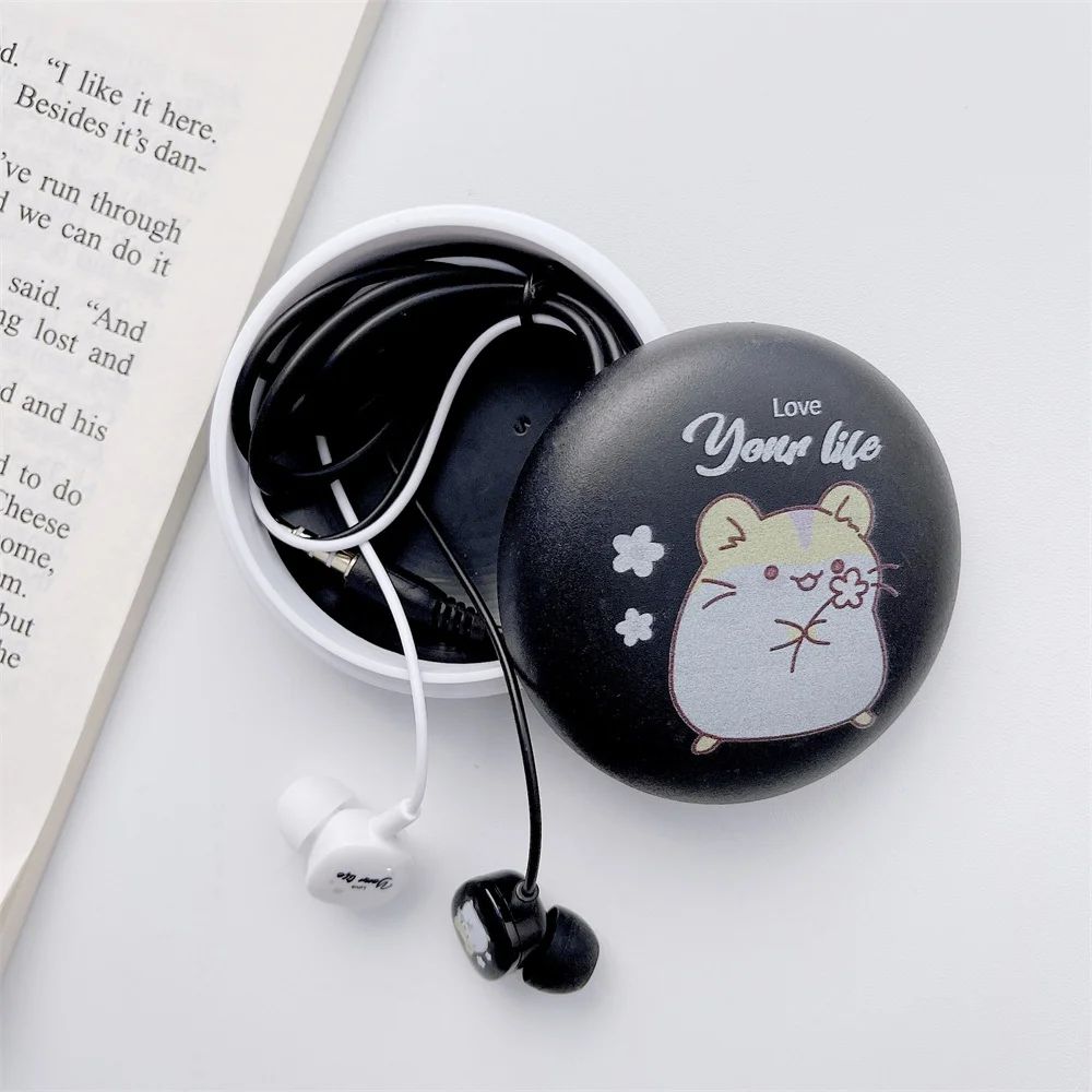 

2023 New Cartoon Subwoofer Earphone Line With Storage Box For OPPO Huawei Vivo Red Rice Universal In-Ear Headset