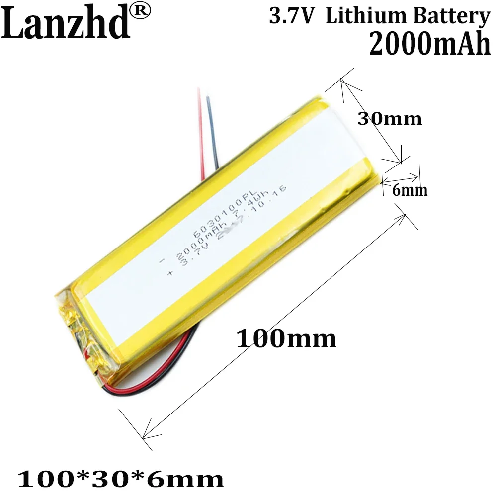 Литиевый аккумулятор LiPo 6030100 3000 мАч 7 4 Втч