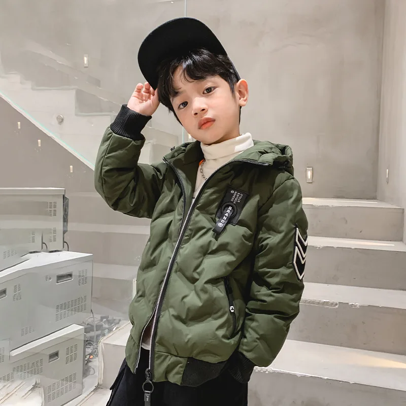 

Boys Warm Jackets Winter 4 To 11 Years Old Children Fashion Hoodies Coats Clothing For Baby Thick Outerwear Kids Down Parkas Top