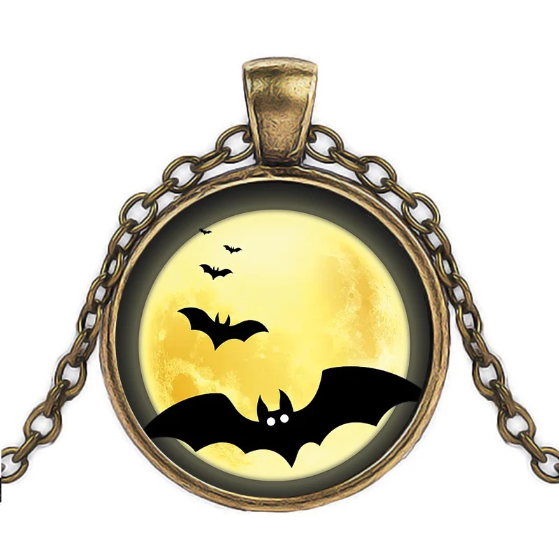 Круглое ожерелье из нержавеющей стали летучая мышь на Хэллоуин рождественский