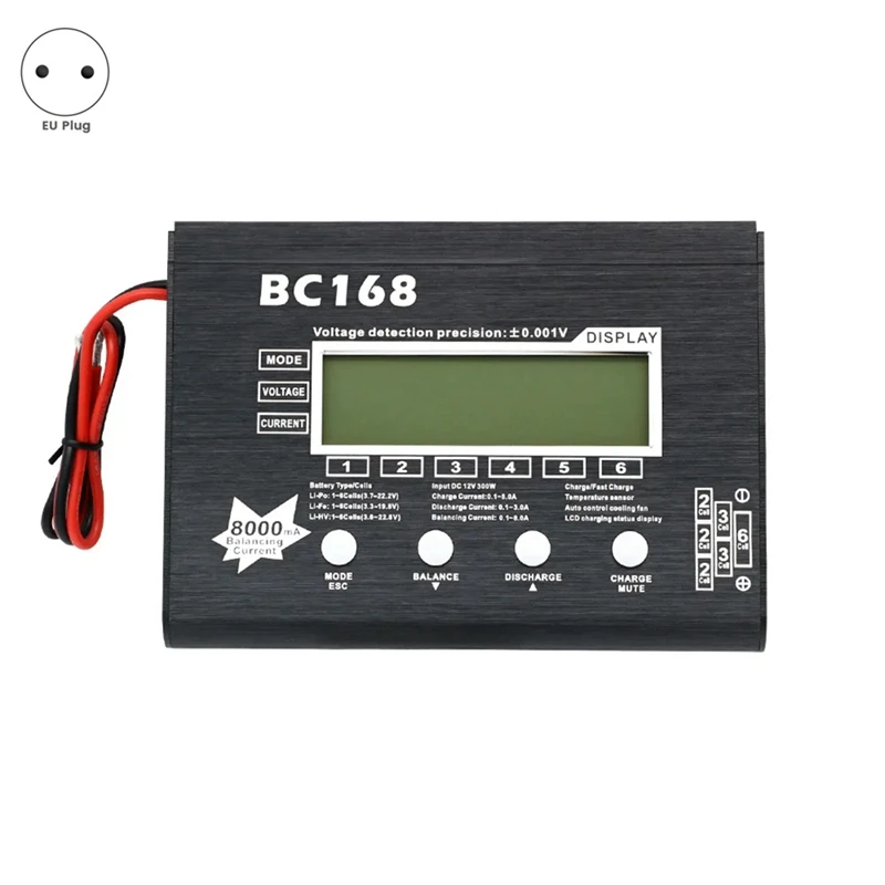 Фото BC168 1-6S 8A 300W Суперскоростное ЖК-интелектуальное балансное зарядное устройство/разрядное устройство для аккумулятора Rc Toys EU PLUG №3
