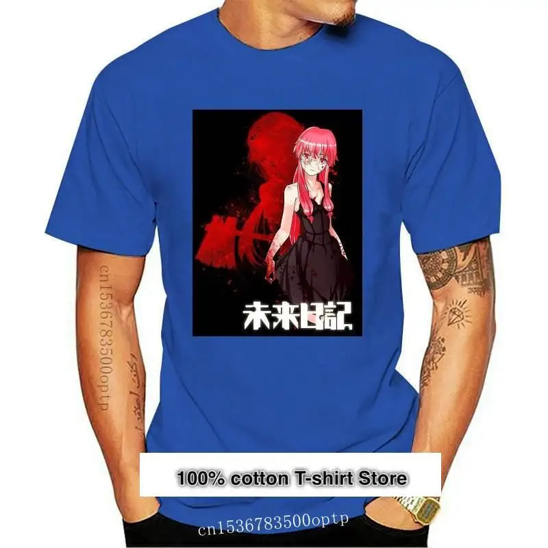 

Camiseta de algodón puro para hombre, camisa de Manga corta de Gasai Yuno, Anime, Future Dairy, Yandere, de talla grande, nueva