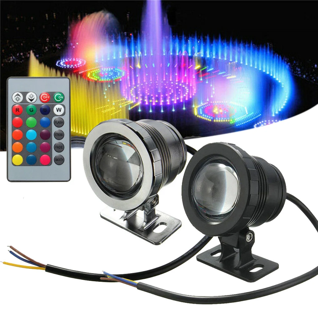 

12V Pond Flood Light LED Underwater Submersible Spotlight RGB Fountain IP68 Waterproof Floodlight Garden Outdoor Decor Spotlight