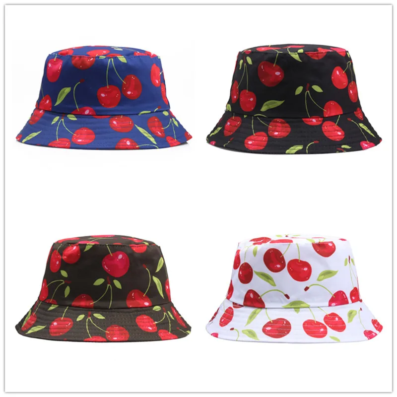 

Trendy Cute Cherry Bucket Hat Women's Summer Sweet Fruit Sun-Shade Fisherman Hat Leisure Artistic Hat