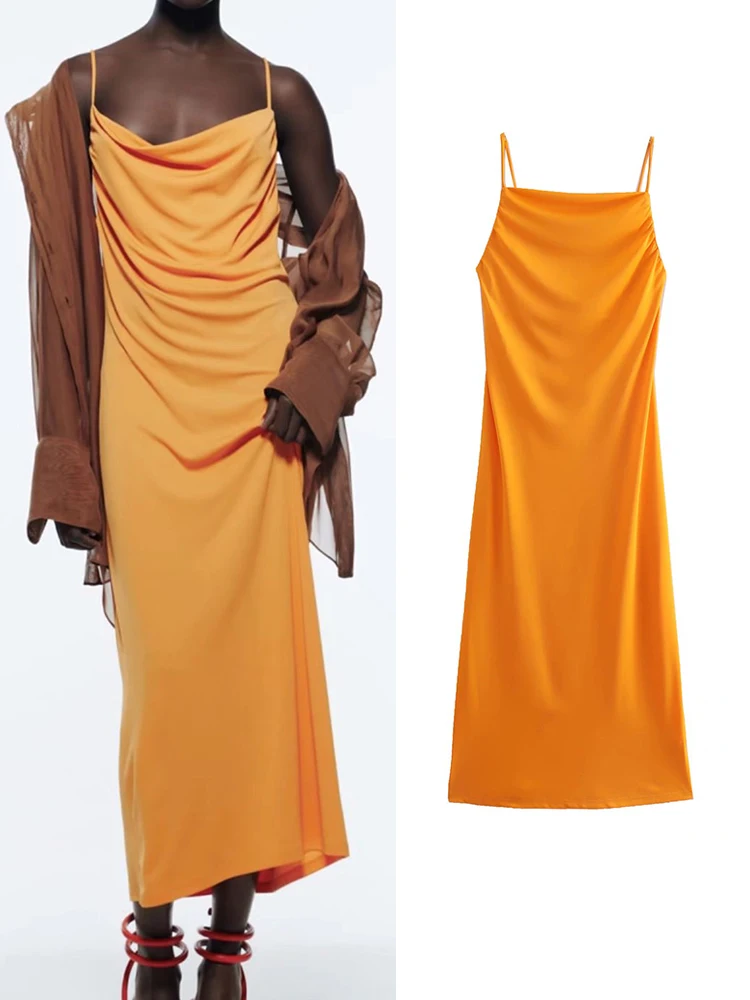 

yiloyka Summer Women Strap Dresses 2022 New Slash Neck Solid Elegant Party Dress Sleeveless Backless Female Sheath Outfit