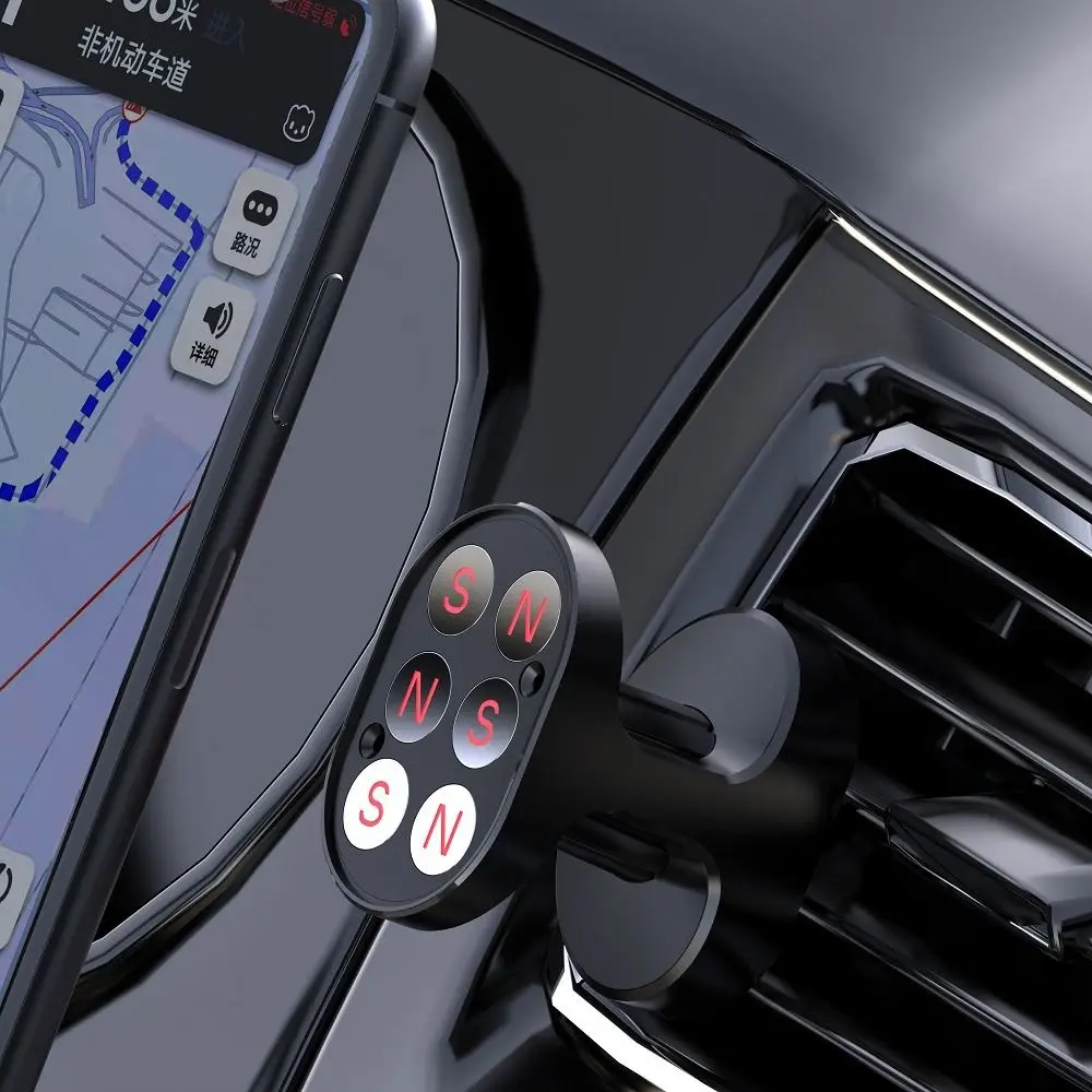 

New Mount Cellphone Support Stand Car Phone Holder Car Air Vent Clip Magnetic Metal Hook Lock