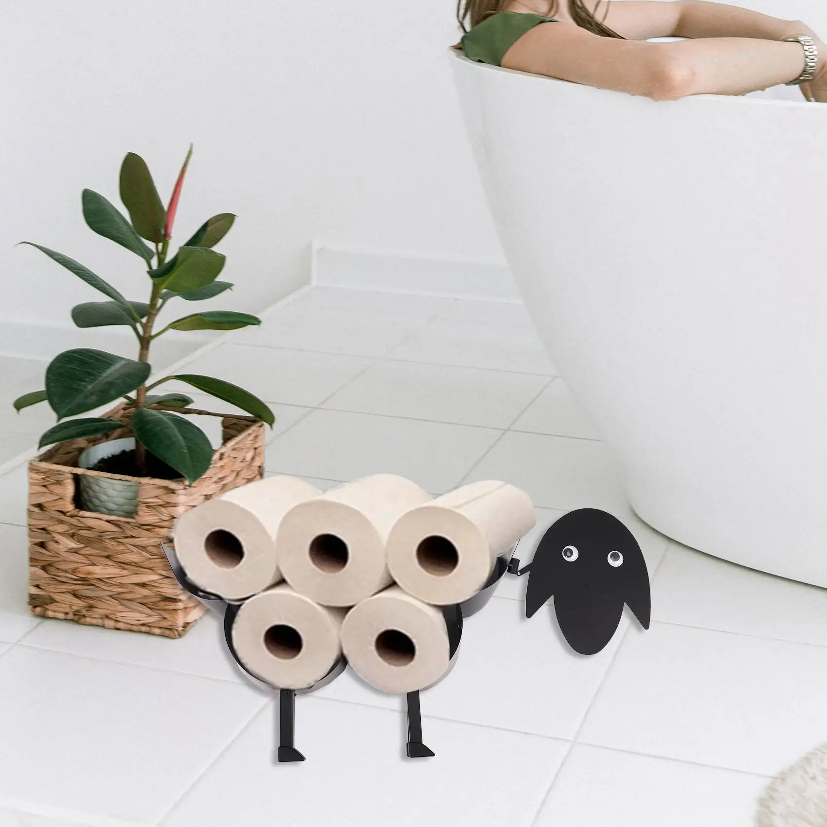 Новинка держатель для туалетной рулона из черной овечьей кожи бумажных