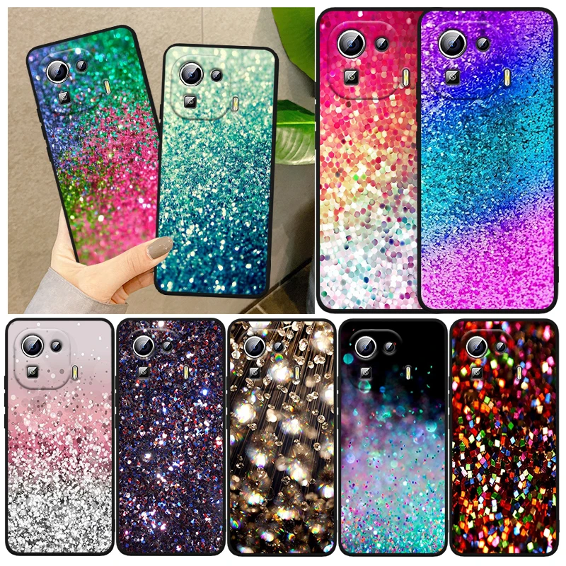 

Glitter Sand printing art Cover For Xiaomi Mi 13 Pro Lite 12X 12 11 11T 11i 10T 10 Pro Lite Ultra 5G Black Phone Case