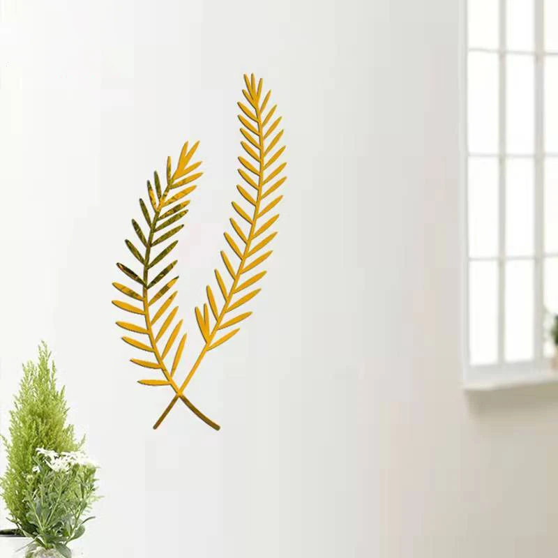 

Feather Leave Mirror Wall Sticker 3D TV Background Stickers DIY Wall Decor Decal Stickers Art Mural bedroom Bath Room Decoration