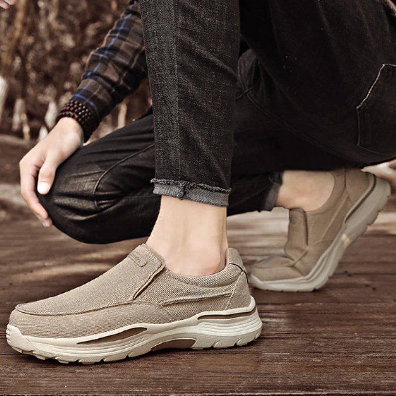 

лоферы мужские обувь мужская летняя беговые кроссовки муж обувь мужская летняя лоферы Мужские парусиновые туфли, классические лоферы на толстой подошве, без застежки, с круглым носком, для вождения, большие размеры